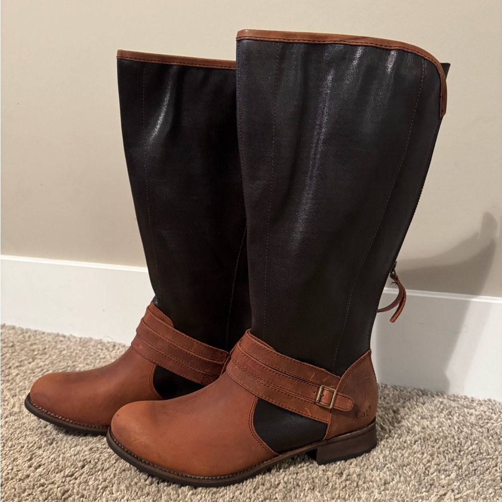 Women's Black and Brown Leather Boots